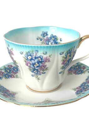 Vintage Royal Albert Teacup and Saucer Emily Dainty Dina Series Forget Me Not Te